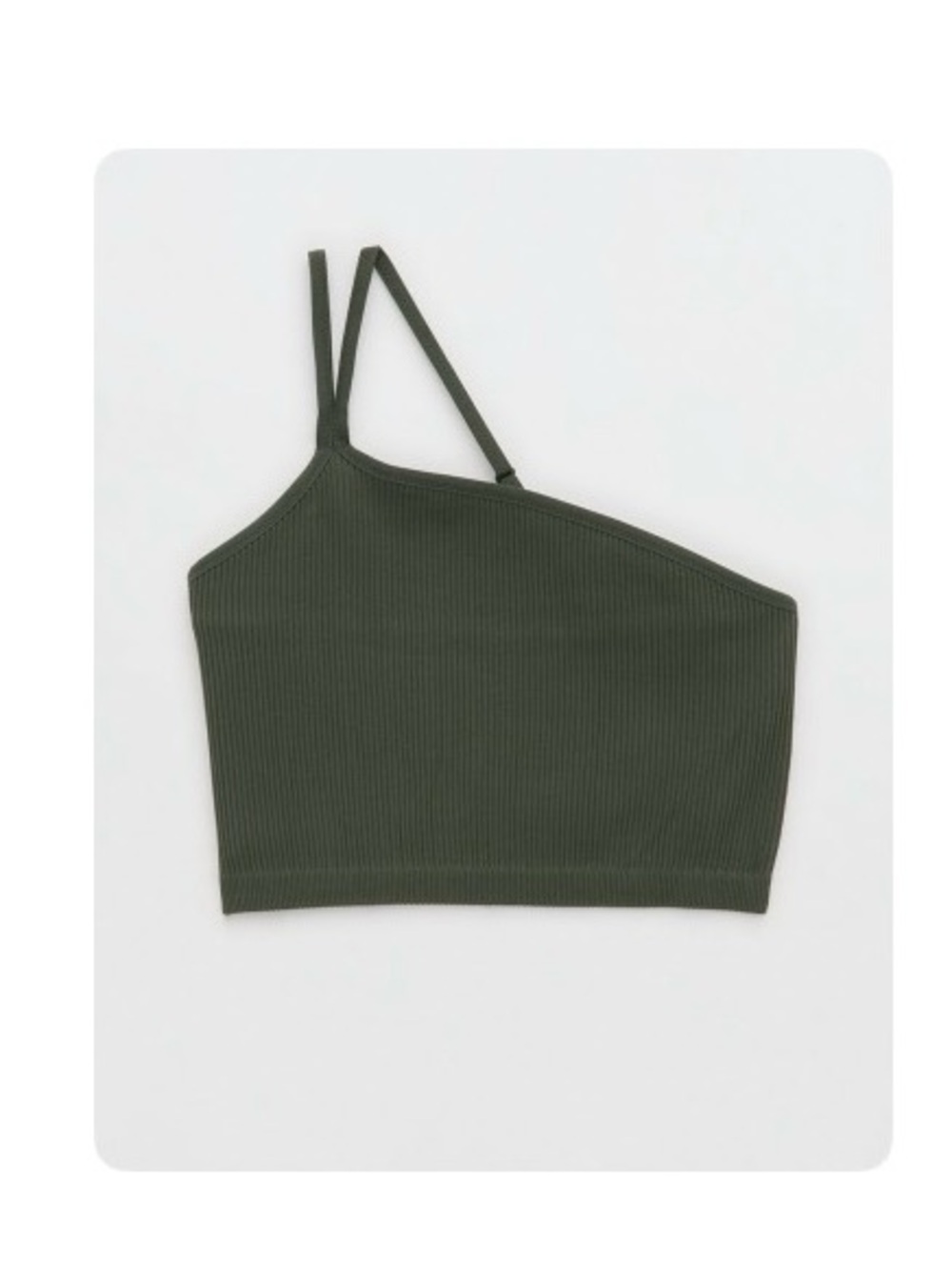 Aerie Seamless One Shoulder Longline Olive Green Bralette